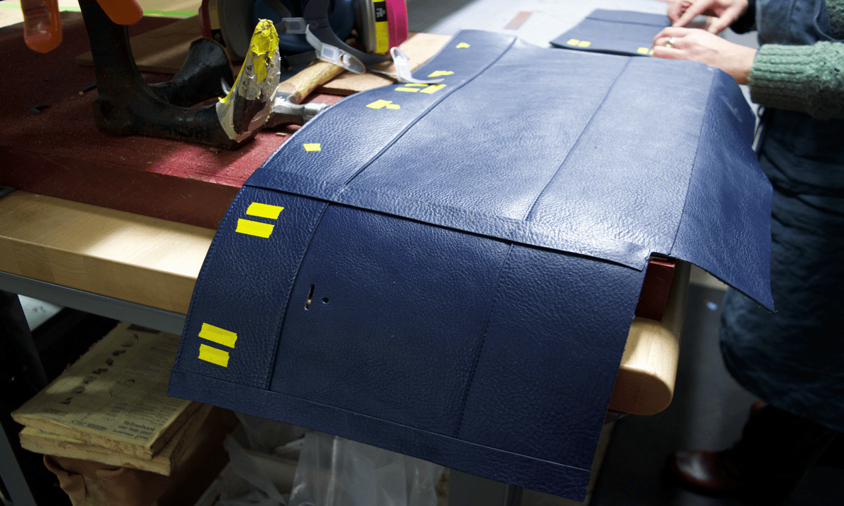 Assembling the sides and collars of the Lotuff Leather Day Satchel