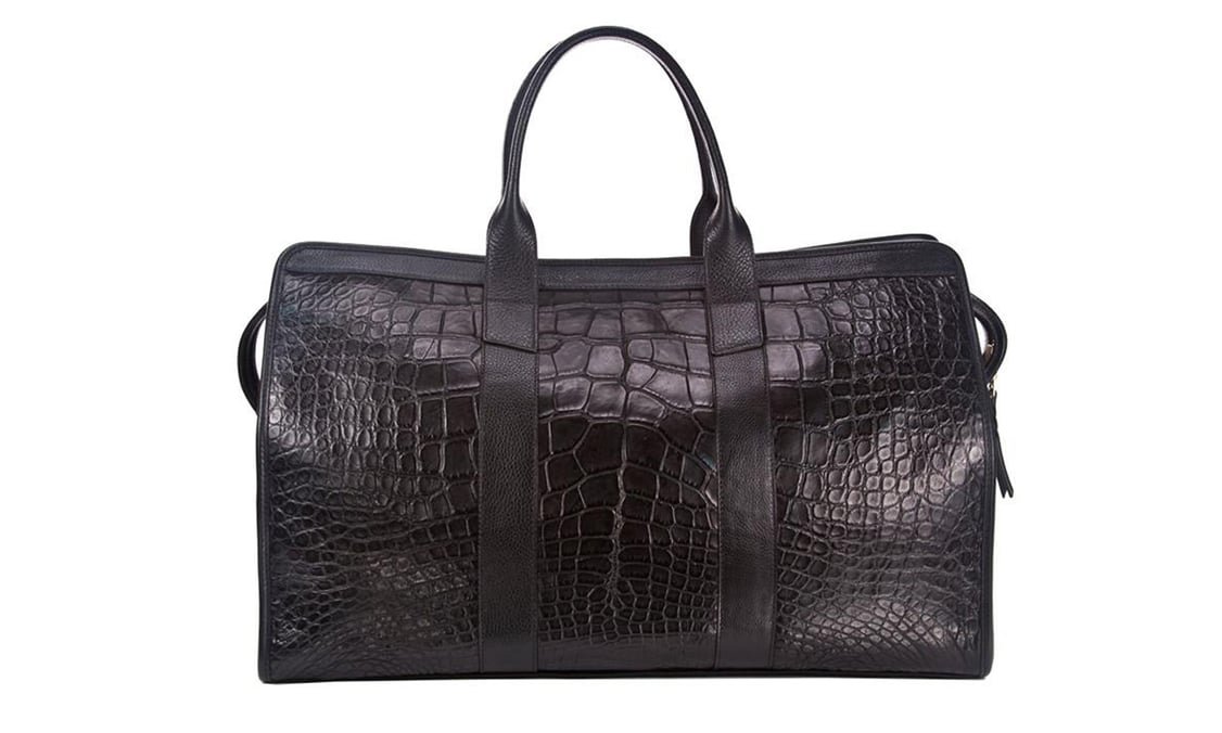 Lotuff Leather American Alligator Duffle in black