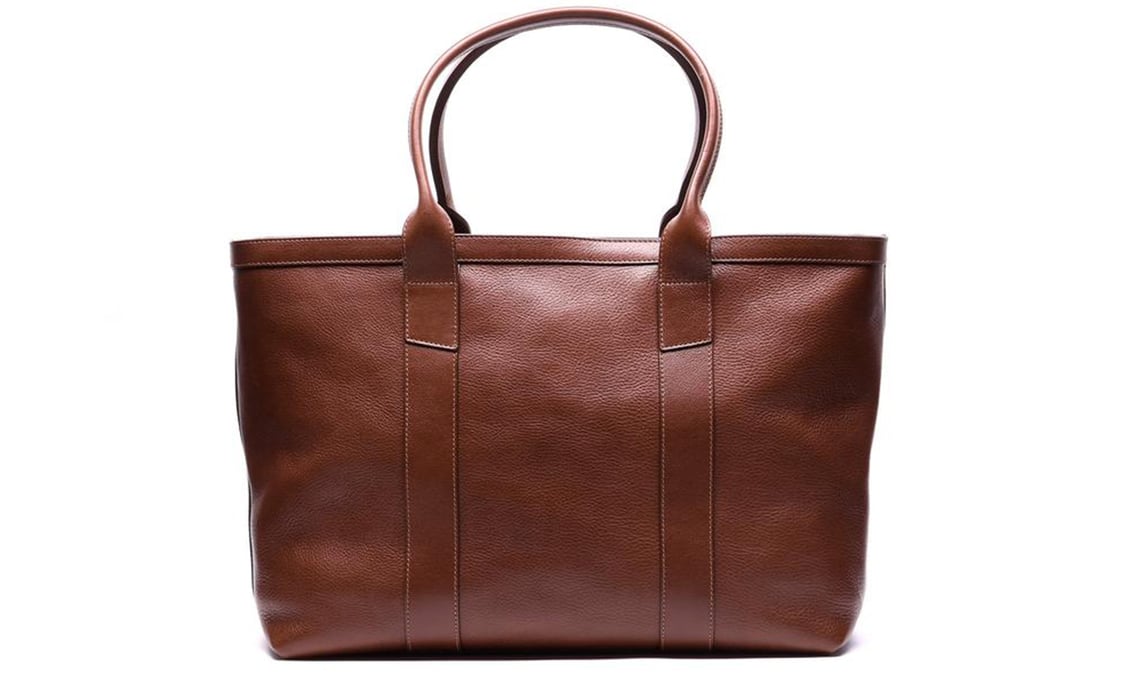 Lotuff Leather Zip-Top Medium Tote in chestnut