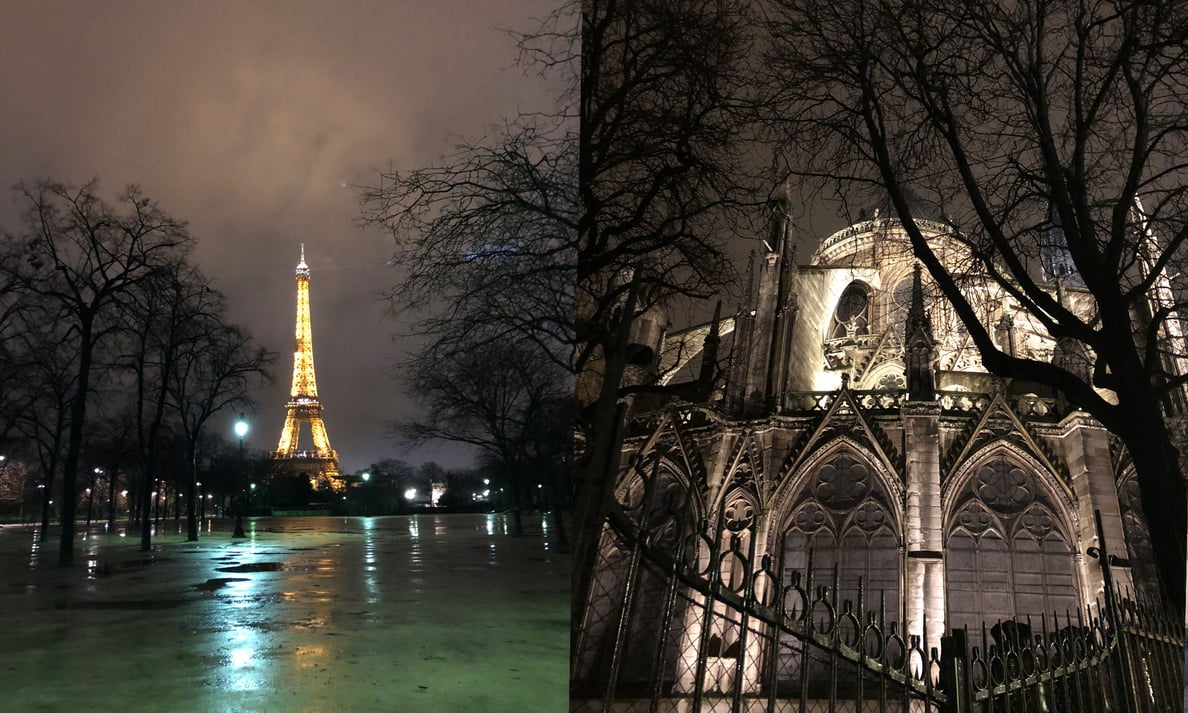 Eiffel Tower and Notre-Dame 
