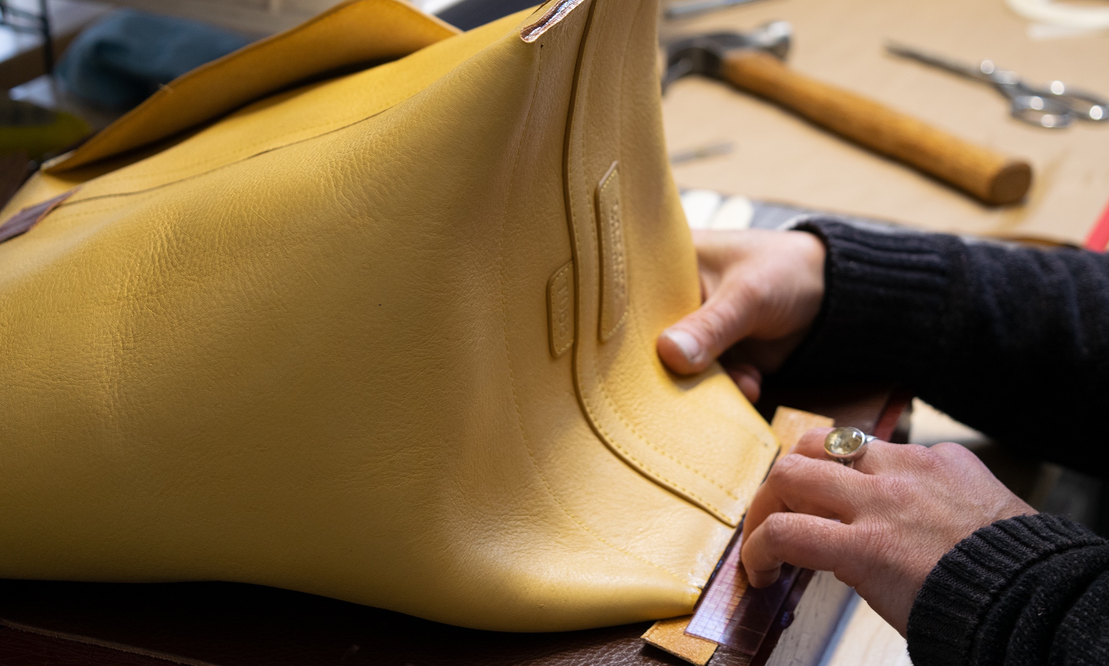 Putting the Binding on the Bucket Bag