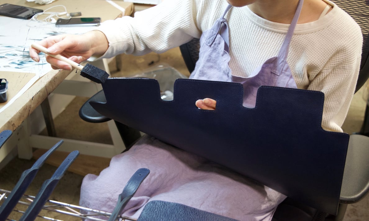 Painting the Lotuff Leather Day Satchel in Indigo