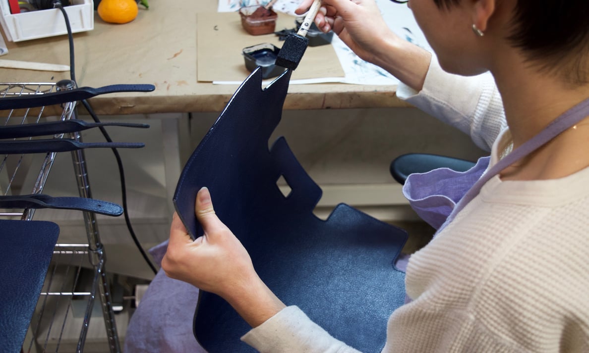 Painting the Lotuff Leather Day Satchel in Indigo