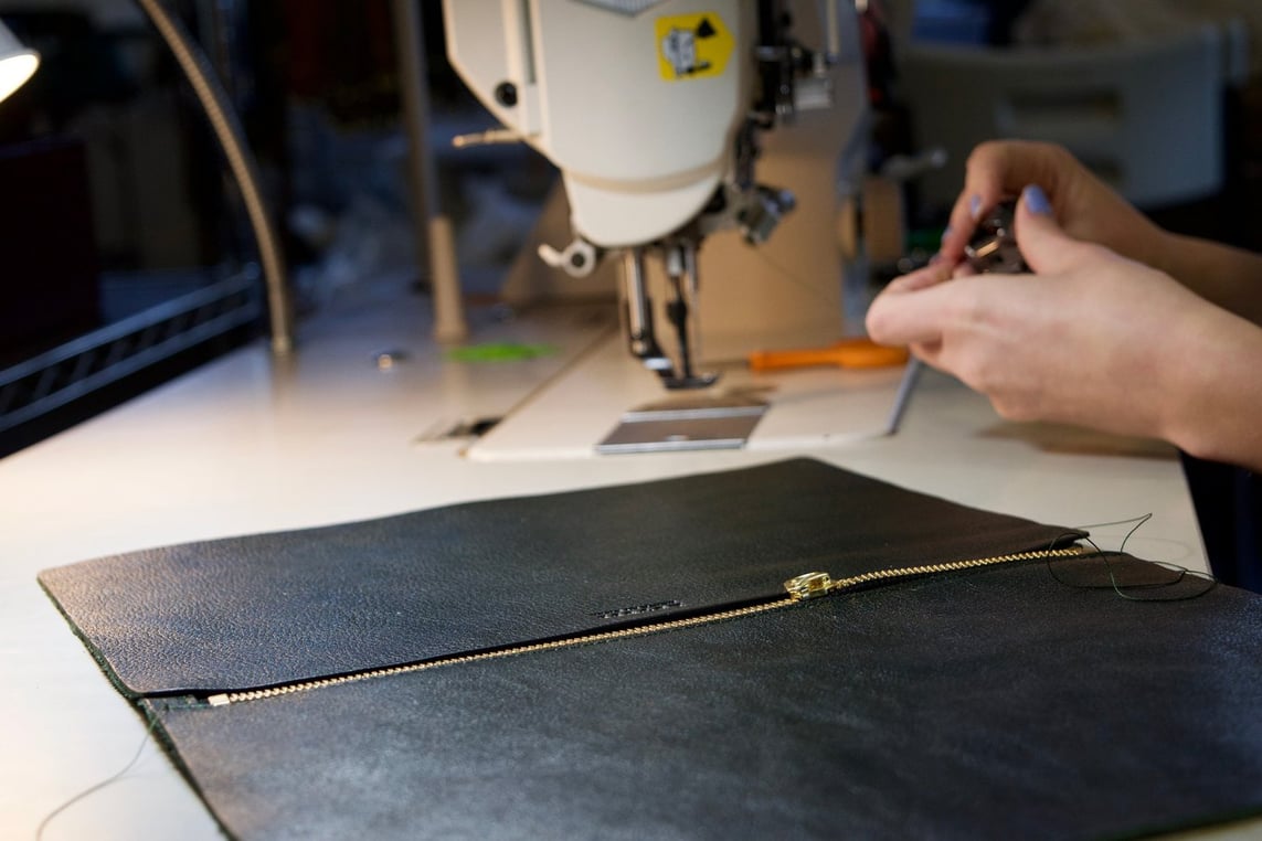 Stitching the Lotuff Leather iPad Pouch