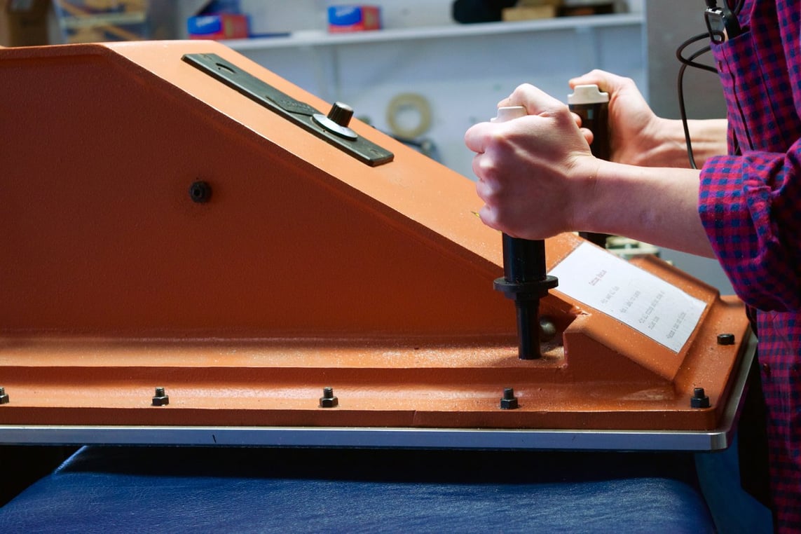 Cutting the Tripp II Handbag in the Lotuff Leather design studio