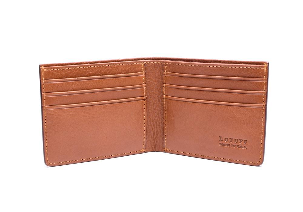 Lotuff Leather Bifold Wallet in saddle tan