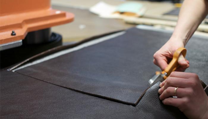 Cutting the Lotuff Leather Working Tote