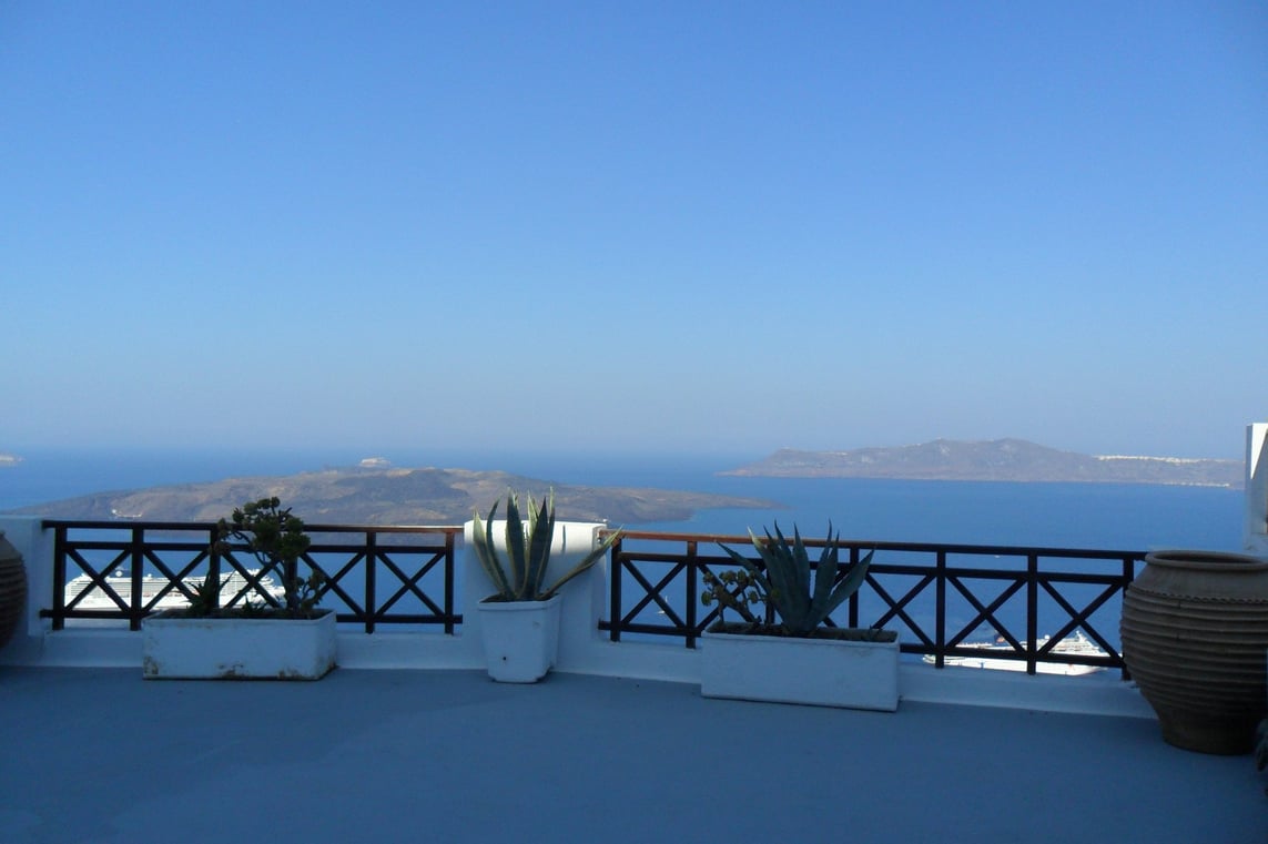 Aegean sea views from Oia on the island of Santorini, Greece