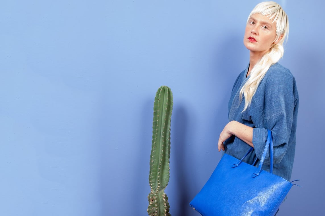 Lotuff Leather No. 12 Tote in electric blue