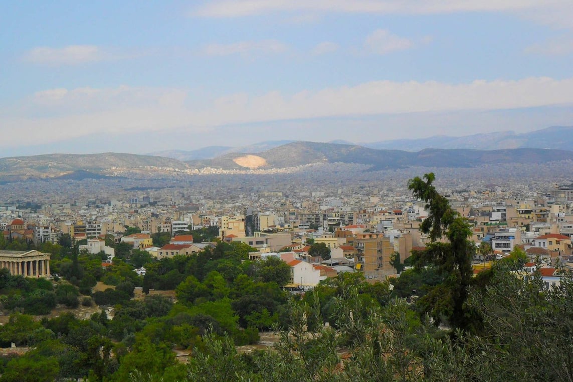 City views from the Acropolis in Athens, Greece
