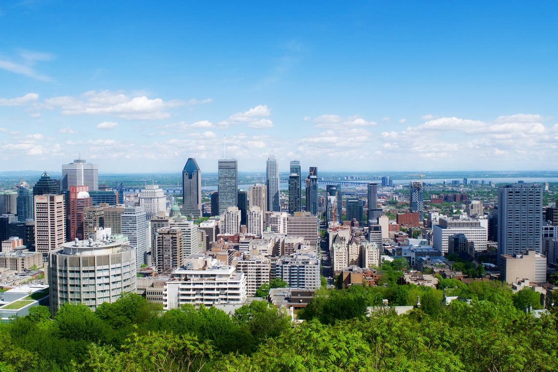City views from the top of Mont-Royal in Montréal, Quebec, Canada