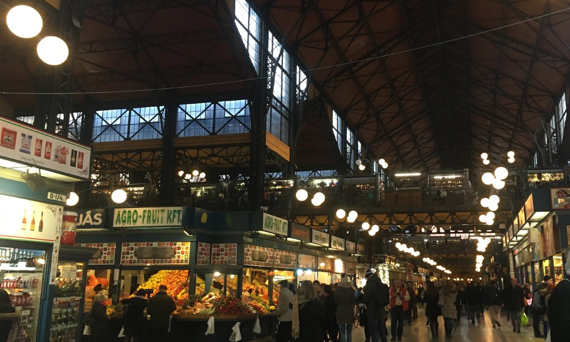Vendors in the Great Market Hall of Budapest, Hungary