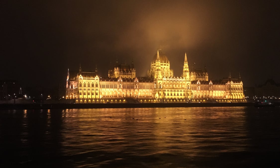 Parliament at night in Budapest, Hungary