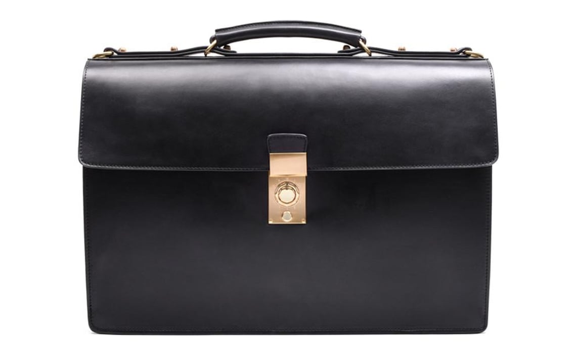 Lotuff Leather Bridle Compass Lock Briefcase