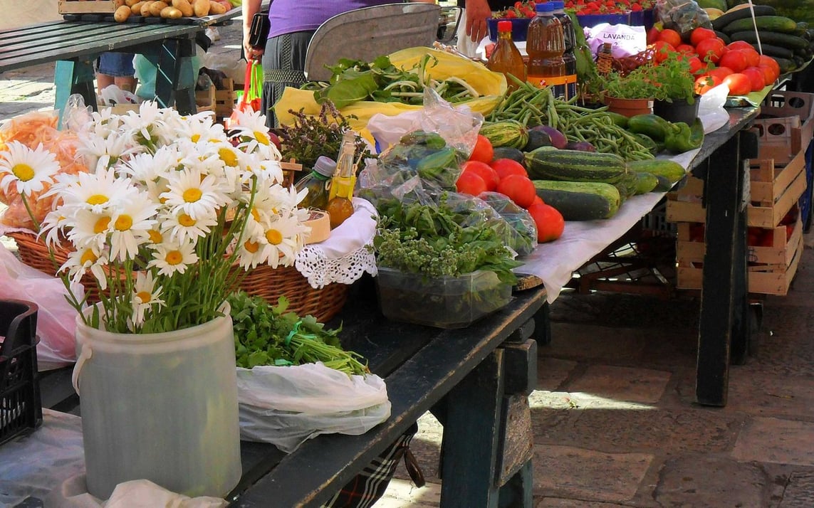 Gundulićeva Poljana flower and spice market in Dubrovnik, Croatia