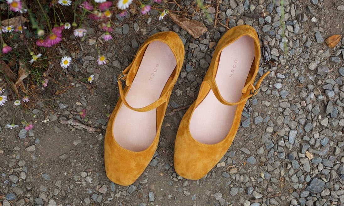 Dôen Mary Jane slipper flat in pollen calf