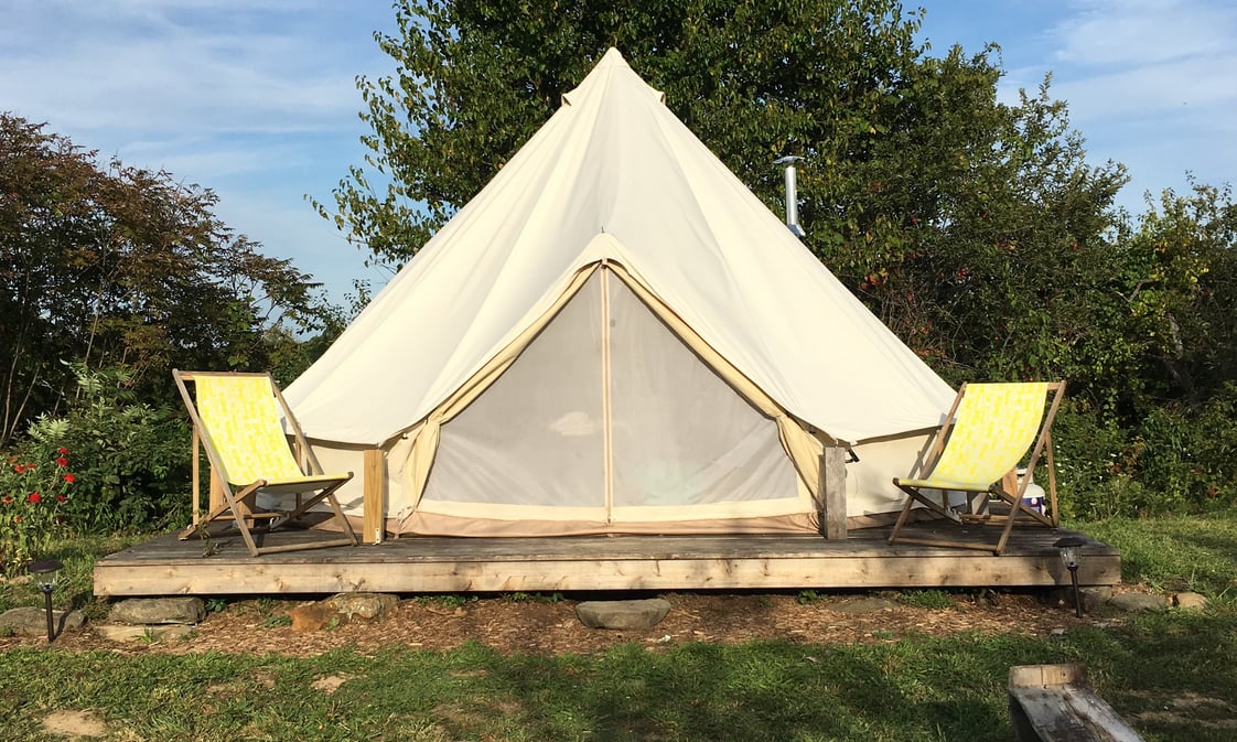 One of the four yurts at Gatherwild Ranch in Germantown, New York