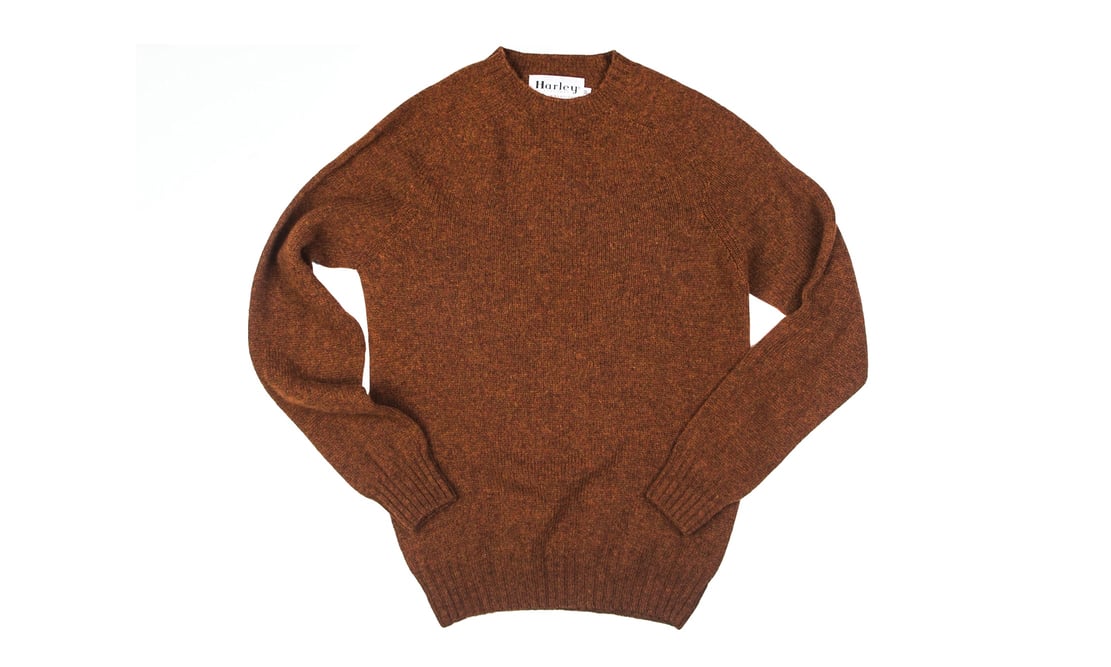 Harley of Scotland Shetland Sweater in Rust 