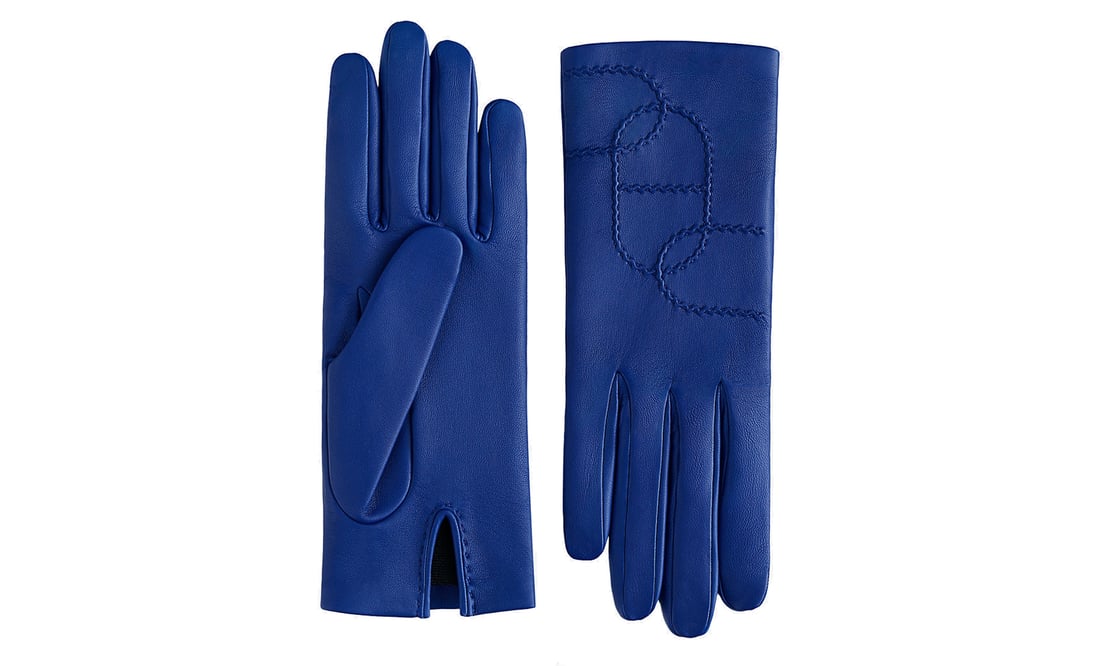 Hermès Puzzle gloves in bleu électrique