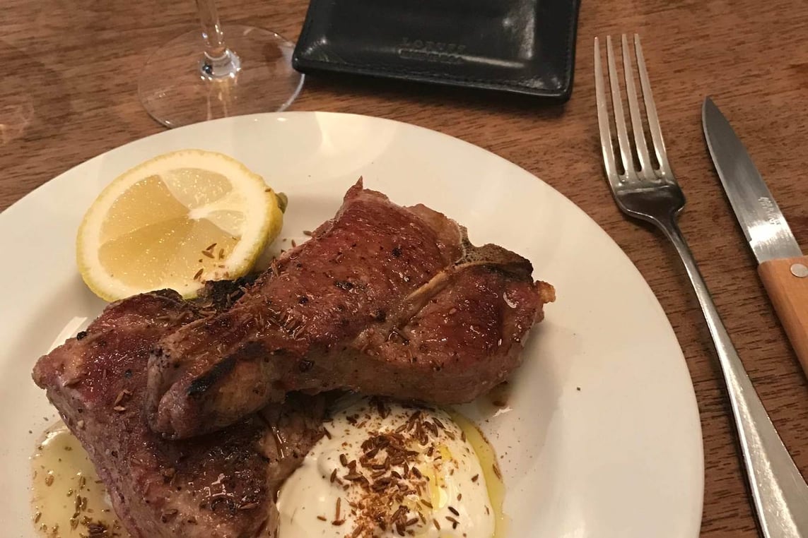 Lamb chops at Ducksoup Restaurant in London, England