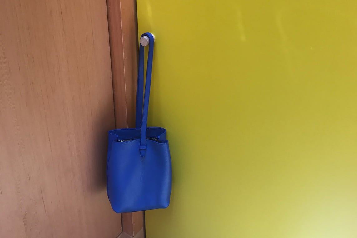 Lotuff Leather Mini Sling backpack in electric blue at Bird Brooklyn in Culver City, California
