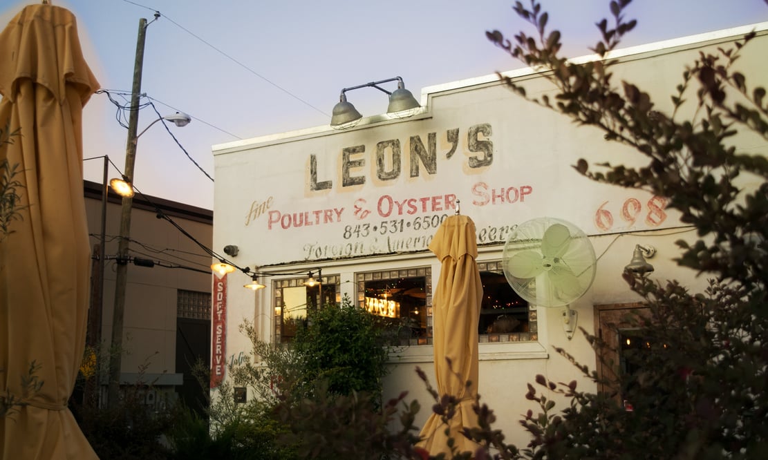 Exterior of Leon's Oyster Shop in Charleston, South Carolina