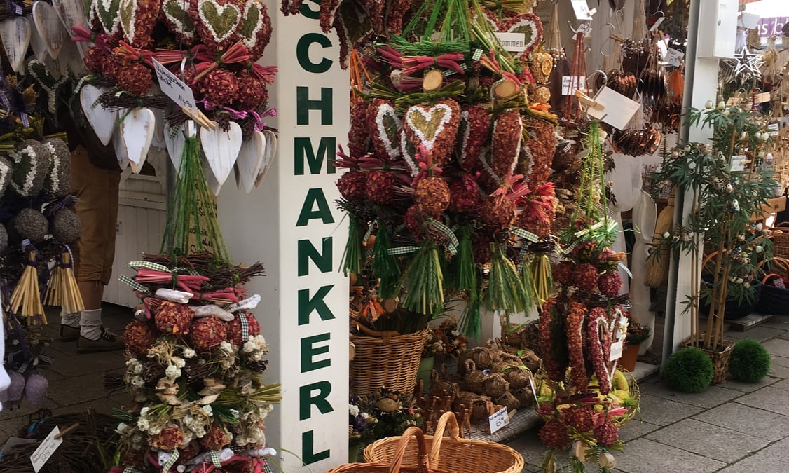 Outdoor market stand in Munich, Germany