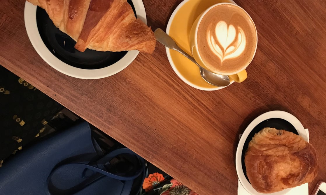 Croissants and lattes at Loustic