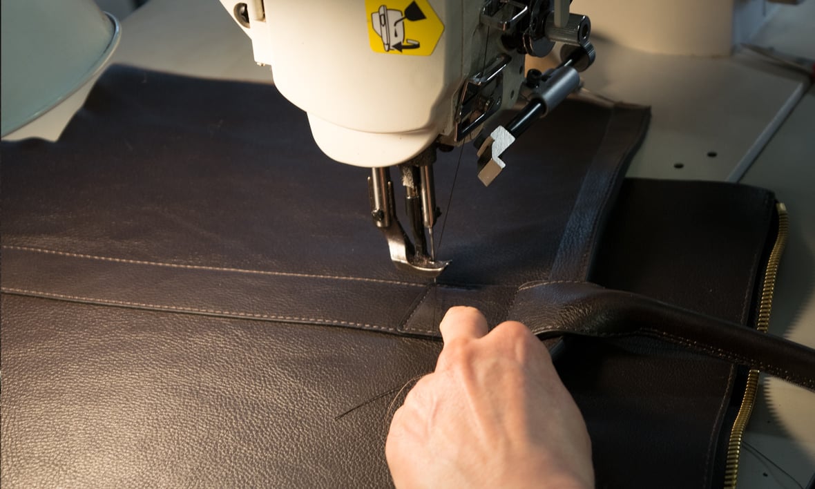 Stitching the Lotuff Leather Zip-Top Medium Tote
